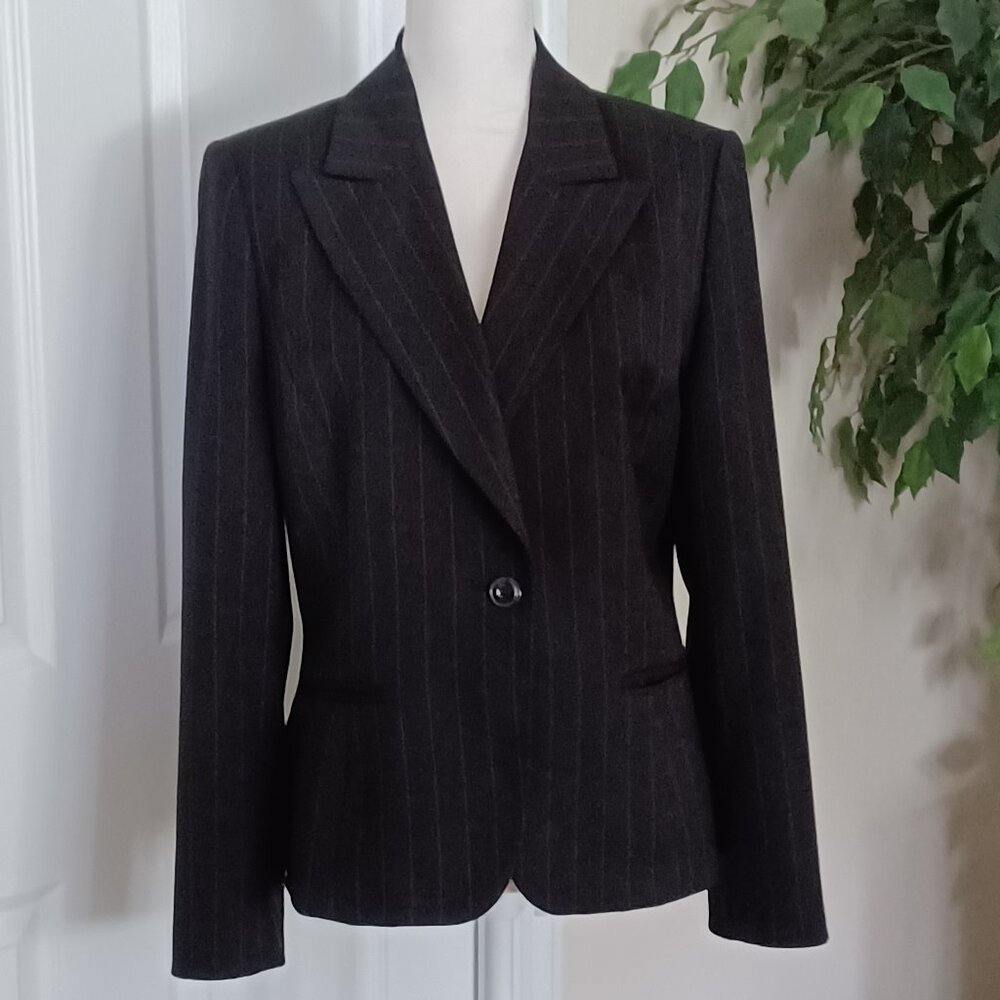 Nine West Black Pinstripe Suit Jacket Size 10
